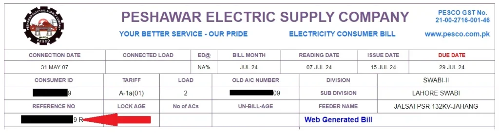 PESCO Bill Reference Number
